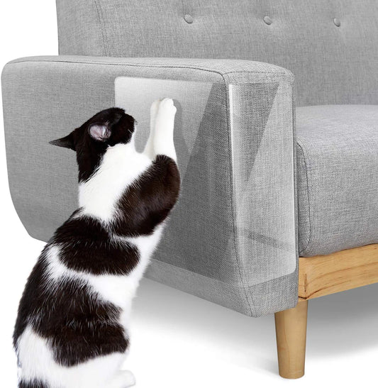 Cat Scratch Furniture Protector Tape with 60 Upholstery Pins - 10 Pack, White - Effective Cat Scratch Deterrent for Furniture and Couch Corners